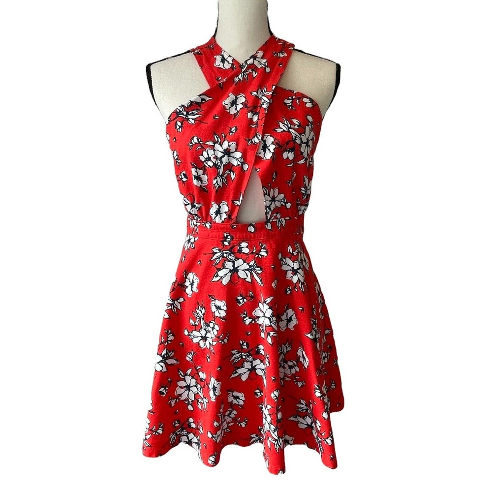 Abercrombie & Fitch Poppy Red Floral Sleeveless Dress Size S